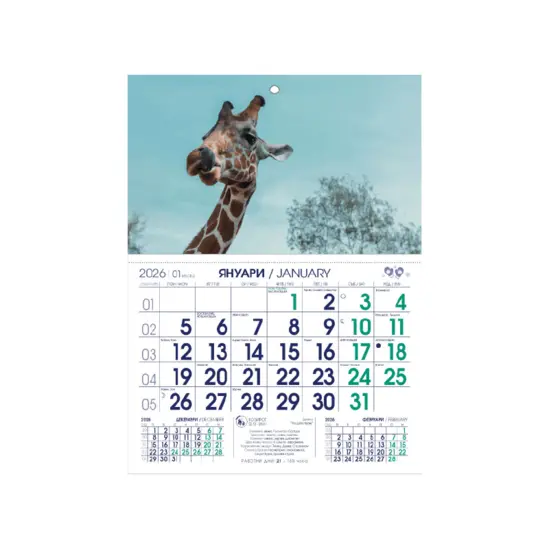 Работен календар РКМ Аванти - синьо и зелено