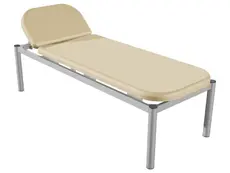 Медицинска кушетка PMT КС 01 - сглобена, с кафява кожа на обшивката, снимана от горе