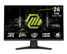 Монитор MSI MAG 244F, 23.8", 0.5ms, 200Hz, Rapid IPS, 1920x1080 (FHD), 16:9, AMD FreeSync Premium, 96% DCI-P3, AG, HDR Ready, 300 nits, 1000:1, DCR 100M:1, DP(1.2a), HDMI 2.0b, Tilt, VESA, Black, 2.9kg