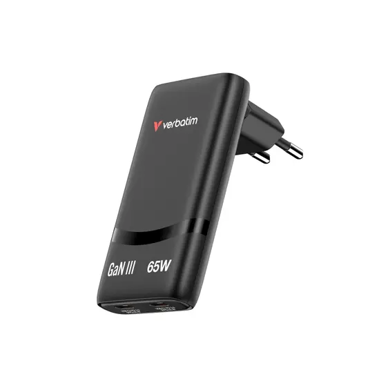 Зарядно устройство Verbatim Fold 'n' Go GaN Charger 65W EU plug Black