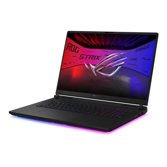 Лаптоп Asus Strix G18 G835LW-SA077W, INTEL ARL HX Ultra 9, 18.0  WQXGA 2560X1600 16:10 Bend+1200nits (HDR)(2000 zone) ,AG, 240 Hz,DDR5 64GB ( 32GB DDR5-5600 SO-DIMM *2 ) ,2TB G4, RTX5080  16GB,Wi-Fi 7 ,Backlit Chiclet Keyboard 4-Zone RGB, Windows 11,Off B