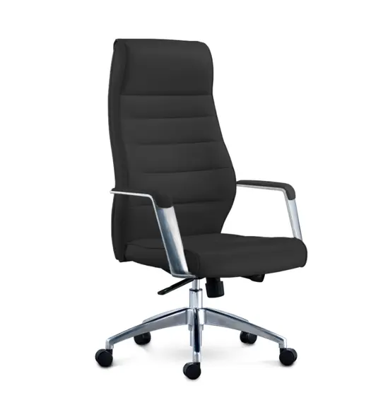 Президентски стол GIZEM -сниман отпред, черна мека еко кожа