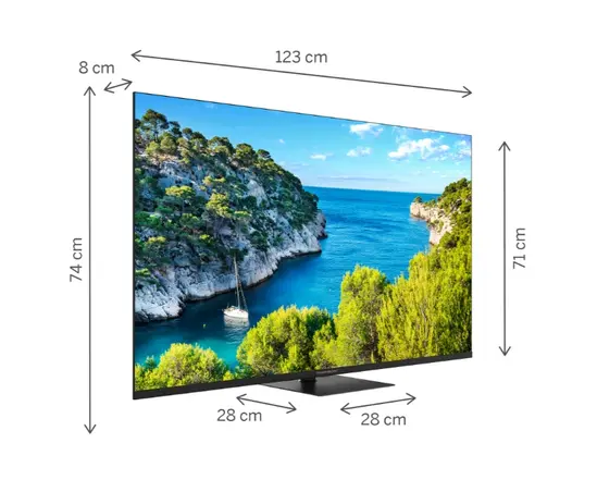 Телевизор Thomson Smart UHD TV 55'; Google TV; 3840 x 2160 (4K UHD), 4000:1, DLED, 60 Hz, DVB-TT2CSS2, HDR10, Wi-Fi, Bluetooth, LAN, HDMI 2 (2.0) + 2 (2.1), USB 2 (2.0) + 1 (3.0),Central Swivel Stand, Black