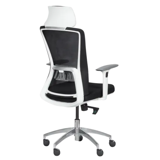 Работен стол ХЕРАКЪЛ-снима отзад, бяла полипропиленова рамка