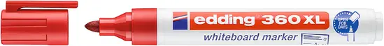Маркер за бяла дъска Edding E-360XL презареждащ червен - хоризонателн с отворена капачка