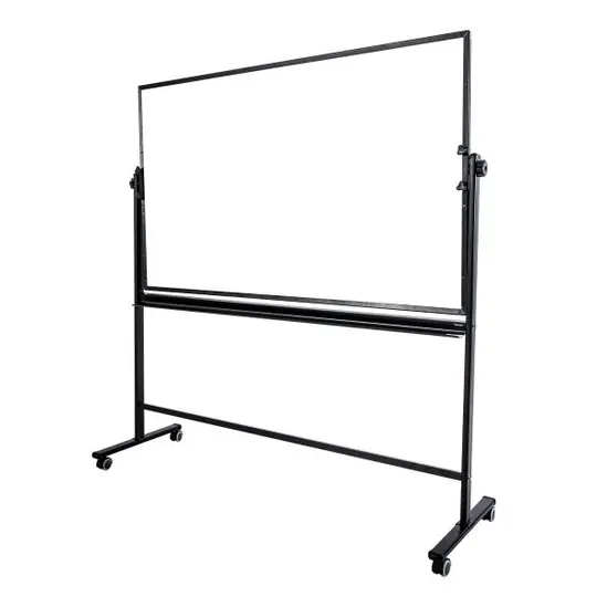 Бяла магнитна дъска 90х150 см мобилна - снимана отдясно, сглобена