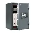 Метален сейф PMT комбиниран 67 EN EL - сив, сниман отпред