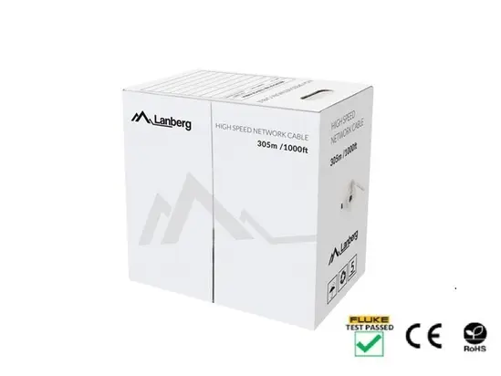 Кабел Lanberg LAN cable CAT.5e utp 305m solid cu black fluke