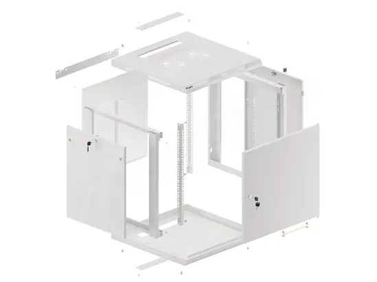 Комуникационен шкаф Lanberg rack cabinet 19' wall-mount 12U600x600 for self-assembly with metal door grey (flat pack)