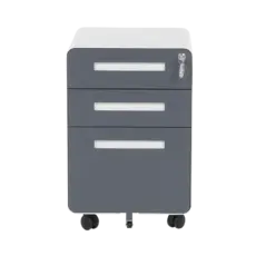 Метален контейнер H BTL с 3 чекмеджета, сив, с графитени вратички, сниман в профил, със затворени чекмеджета