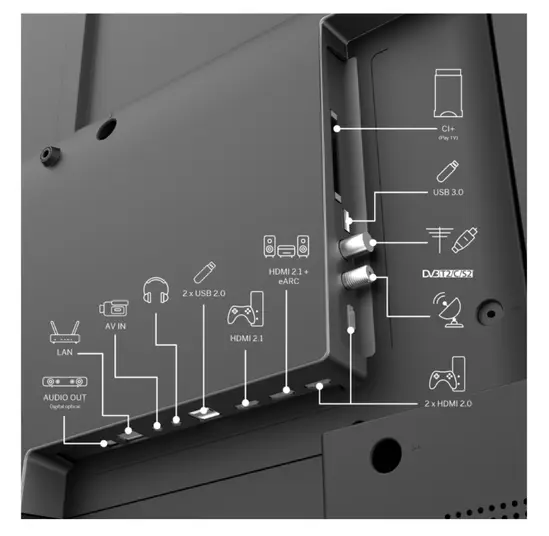 Телевизор Thomson Smart QLED Pro TV 65"; Google TV; 3840 x 2160 (4K UHD), DLED, 144 Hz, DVB-TT2CSS2, HDR10, Wi-Fi, Bluetooth, LAN, HDMI 4 (2.1), USB 2 (2.0) + 1 (3.0), Central Swivel Stand, Black
