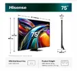 Телевизор Hisense 75" UR9S, 4K Ultra HD 3840x2160, RGB Mini Led , DLED, Quantum Dot, 180Hz, IPS, HDR 10+, HLG, Dolby Vision IQ, Dolby Atmos, Smart TV,Light Sensor,WiFi 6eGHz, WiFi Direct, BT,2x15 W + 2x10 W + 20 W + 2x10W, Anyview Cast, 3xHDMI, 2xUSB, LAN