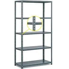 Метален стелаж FRT сив 90х40х172 см - товароносимост на рафт 70 кг, безболтов монтаж, сив