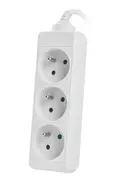 Разклонител Lanberg power strip 1.5m, 3 sockets, french quality-grade copper cable, white