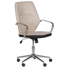 Работен стол ИВАН -сниман отпред, еко кожа, хром. база