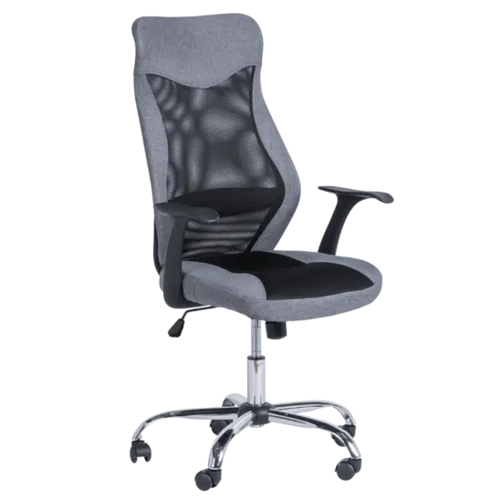 Директорски стол СЕВАСТ- сива дамаска, черен меш