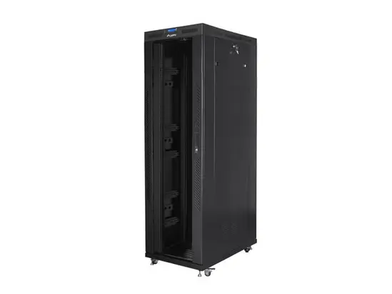 Комуникационен шкаф Lanberg rack cabinet 19' free-standing 42U800x1200 (flat pack) with glass door lcd black v2