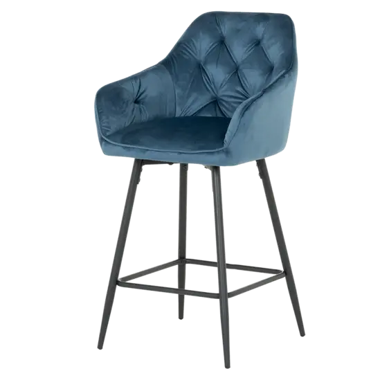 Бар стол АЛЕГ-синя дамаска, мека