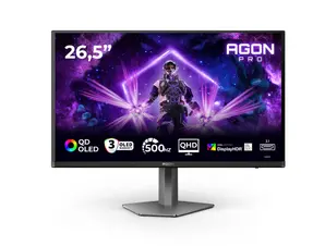 Монитор AOC AG276QKD2, 26.5" QD-OLED, 2560x1440@500Hz, 0.03ms GtG, 1000cd m/2, 1.5M:1, 80M:1 DCR, Adaptive Sync, Low Blue Light, FlickerFree, 5Wx2, Tilt, Height Adjust, Pivot, Swivel, 2xHDMI, DP, USB hub