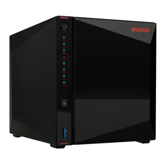 Мрежов сторидж Asustor AS5304T, 4-Bay NAS, Intel Celeron J4105 Quad-Core 1.5 GHz (burst up 2.5 GHz), 4 GB SO-DIMM DDR4,4 x 2.5'3.5' SATA3 HDD or SSD 2.5 GbE x 2, USB 3.2 Gen 1 Type A x 3, WOW (Wake on WAN), WOL, System Sleep Mode, AES-NI hardware encrypt
