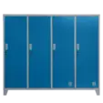 Метален гардероб BTL JZ с 4 отделения 150x159x40 см син с 4 затворени врати и заключване