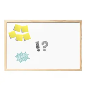 Бяла дъска с дървена рамка 90х120 см - с рисунки по-нея