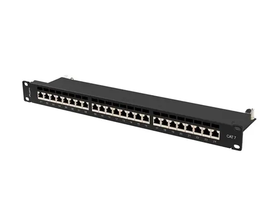 Пач панел Lanberg patch panel 24 port 1U 19' CAT.7 ftp with cable organizer shielded black