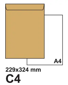 Плик самозалепващ C4 229х324 кафяв крафт 50 бр