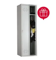 Метален гардероб PMT с 2 отделения 183х60х50 смц- сниман отпред, отворен, пълен с класьори