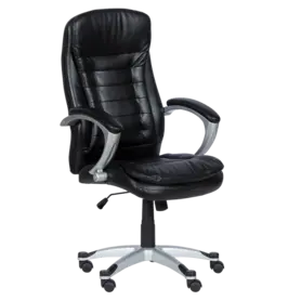 Директорски стол АЛБЕРТ- снимка отпред, черна еко кожа