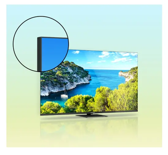 Телевизор Thomson Smart UHD TV 55'; Google TV; 3840 x 2160 (4K UHD), 4000:1, DLED, 60 Hz, DVB-TT2CSS2, HDR10, Wi-Fi, Bluetooth, LAN, HDMI 2 (2.0) + 2 (2.1), USB 2 (2.0) + 1 (3.0),Central Swivel Stand, Black