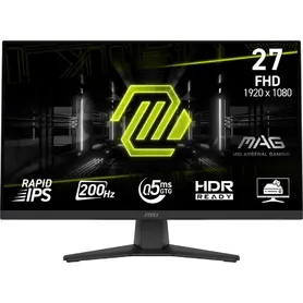 Монитор MSI MAG 272F Gaming Monitor, 27", 0.5ms, 200Hz Rapid IPS, 1920x1080, AMD FreeSync Premium, AI Vision, Console Mode, HDR Ready, 300nits AG, 1.07B, 1000:1, 100M:1, DP(1.2a), HDMI(2.0b), Headphone-out, Tilt, VESA 100, Internal PSU, Black, 3.9kg