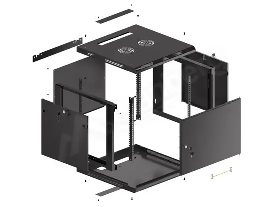 Комуникационен шкаф Lanberg rack cabinet 19' wall-mount 9U600x600 for self-assembly with metal door black (flat pack)