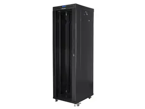 Комуникационен шкаф Lanberg rack cabinet 19' free-standing 42U600x800 (flat pack) with glass door lcd black v2