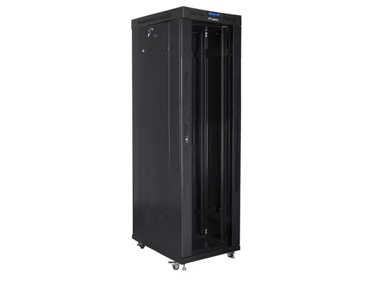 Комуникационен шкаф Lanberg rack cabinet 19' free-standing 42U600x1000 (flat pack) with glass door lcd black v2