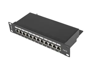 Пач панел Lanberg patch panel 12port 1U 10' CAT.6 shielded, black