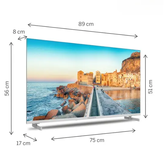 Телевизор Thomson 40" FHD Google TV; 1920 x 1080 (FHD), DLED, 60 Hz, HDR10, Dolby Audio, Google Cast, DVB-TT2CSS2, Wi-Fi, Bluetooth, LAN, HDMI 3 (1.4), USB 2 (2.0), Hotel mode, Side Feet, Black