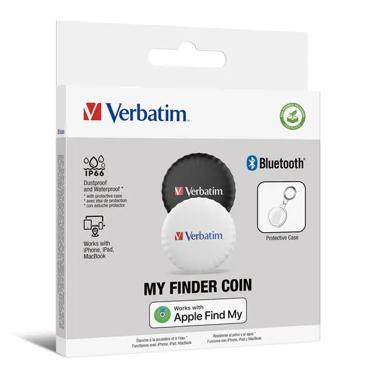 Проследяващо устройство Verbatim MYFC-02BW My Finder Coin Bluetooth Item Finder 2 pack BlackWhite
