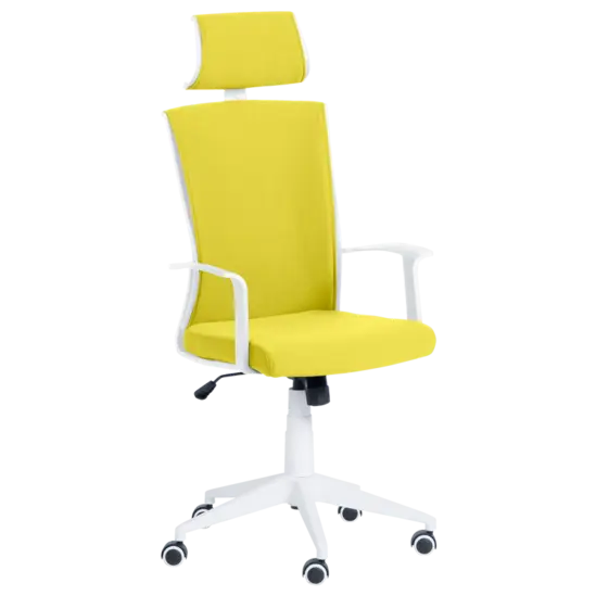 Директорски стол МАЛИК- снимка отпред, жълт цвят дамаска