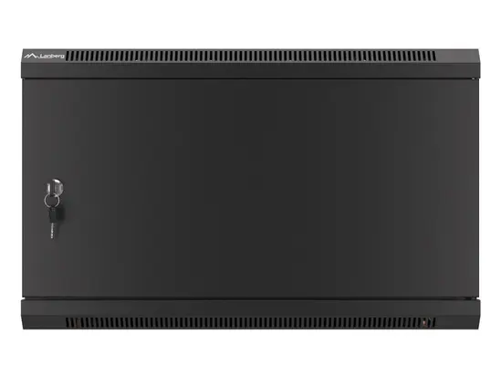 Комуникационен шкаф Lanberg rack cabinet 19' wall-mount 6U600x450 for self-assembly with metal door black (flat pack)