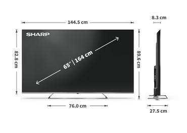 Телевизор Sharp 65JP7265E, 65' QLED Mini led Google TV, 4K Ultra HD 3840x2160 Frameless, AQUOS, DVB-T/T2/C/S/S2, Active Motion 1000, HDR10, Dolby Atmos, Dolby Vision, Google Assistant, HARMAN/KARDON, HDMI 2.1 with eARC, 3.5mm Headphone jack / line-out, US