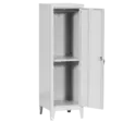 Метален гардероб BTL с 2 отделения 128х39х42 см - сниман отпред, отворен, сив