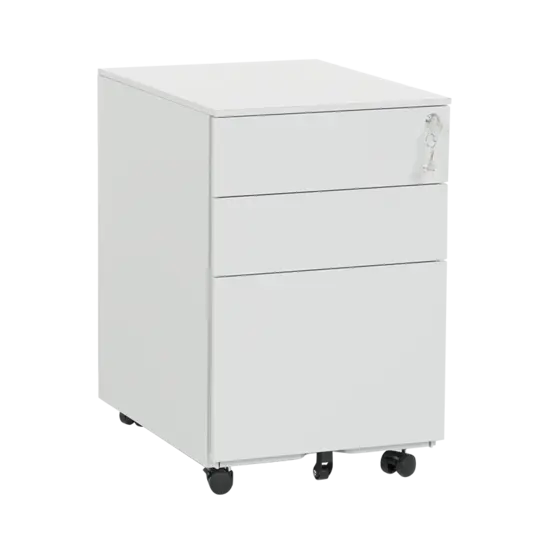 Метален контейнер C BTL с 3 чекмеджета - сниман отпред, затворени чекмеджета, сив цвят