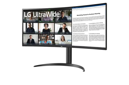 Монитор LG 34WR55QK-B 34' UltraWide AG , Curved 21:9 VA Panel, 5ms, 3000:1, 300 cdm2, WQHD 3440x1440, HDR10, sRGB 99% , USB type-C 65W , 100Hz, HDMI, DisplayPort, PBP, Height Adjustable, Tilt, Reader Mode, Headphone Out, Black