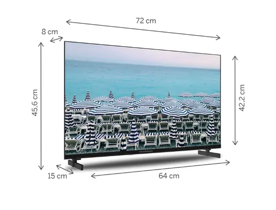 Телевизор Thomson 32"HD Easy TV; 1366 x 768 (HD), DLED, 60 Hz, DVB-TT2CSS2,HDMI 3 (1.4), USB 2 (2.0), SPDIF 1x coaxial, AV IN, Hotel mode, Side Feet, Black