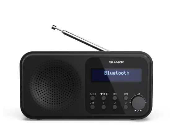 Радио Sharp Radios DR-P420(BK), PORTABLE DIGITAL RADIO, Bluetooth 5.0, 20 DAB+DABFM, Auto timedate, LCD Display, Dual alarm,Micro USB x1 (power supply),3.5mm Headphone jack  line-out, Black