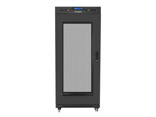 Комуникационен шкаф Lanberg rack cabinet 19' free-standing 27U600x600 (flat pack) with mesh door lcd black v2