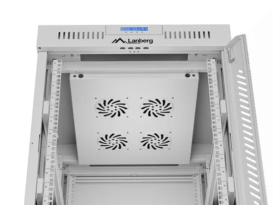 Комуникационен шкаф Lanberg rack cabinet 19' free-standing 15U600x800 (flat pack) with glass door lcd grey v2