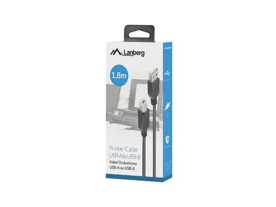 Кабел Lanberg Cable USB-A(M)-USB-B(M) 2.0 Ferrite 1.8m Box Black