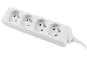 Разклонител Lanberg power strip 1.5m, 4 sockets, french quality-grade copper cable, white